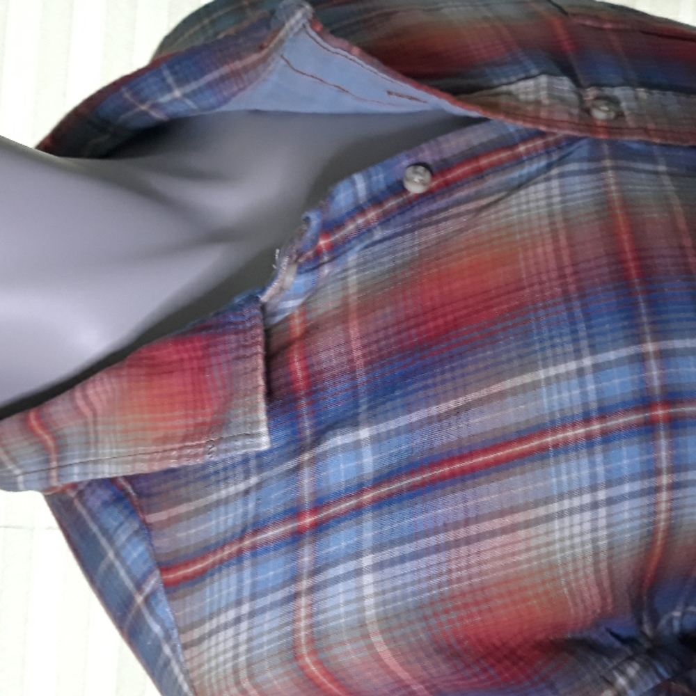 George mens pink and blue plaid cotton shirt. 2XL